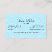 Elegant Damask Cake Poppen Baker Visitekaartje (Achterkant)