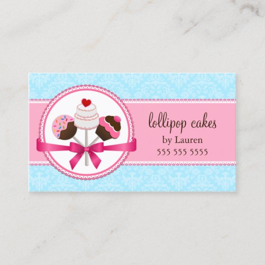 Elegant Damask Cake Poppen Baker Visitekaartje (Voorkant)