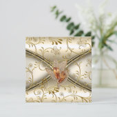 Elegant Damask Caramel Cream Beige Gold Kaart (Staand voorkant)