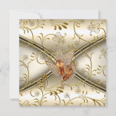 Elegant Damask Caramel Cream Beige Gold Kaart (Voorkant)