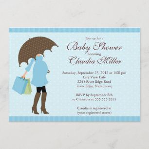 Elegant Damask Carriage Boy Baby shower Kaart