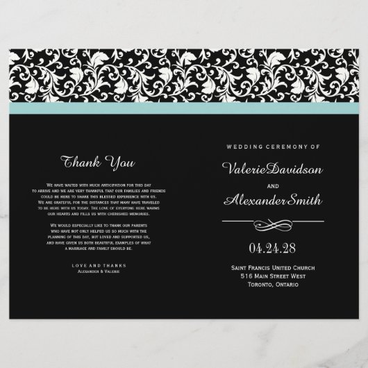 Elegant Damask Ceremony Wedding Programs (Voorkant)