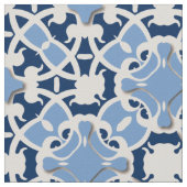 elegant Damask Classic Blue en White Stof (Close Up)