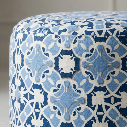 elegant Damask Classic Blue en White Stof