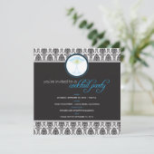 Elegant Damask Cocktail Party Invitation (blauw) Kaart (Staand voorkant)
