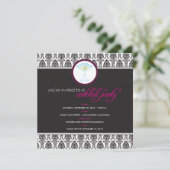Elegant Damask Cocktail Party Invitation (fuschia) Kaart (Staand voorkant)