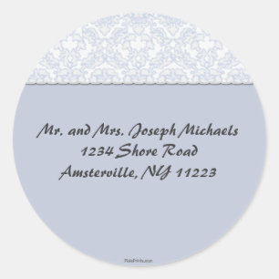 Elegant Damask Collectie Blauwe Sticker