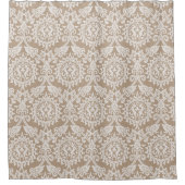 Elegant Damask Cream Beige Modern Patroon Douchegordijn (Voorkant)