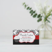 Elegant Damask Cupcake Visitekaartje (Staand voorkant)
