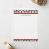 Elegant Damask Custom Flat Note-kaarten (rood) Notitiekaartje (Voorkant / Achterkant in situ)