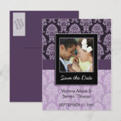 Elegant Damask Custom Save the date briefkaart (Voorkant / Achterkant)