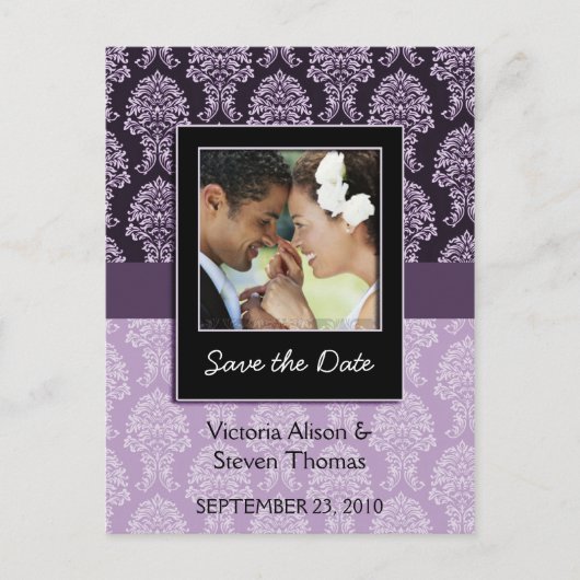 Elegant Damask Custom Save the date briefkaart (Voorkant)