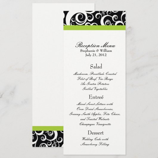 Elegant Damask deelt het Menu van de Ontvanging va (Voorkant / Achterkant)