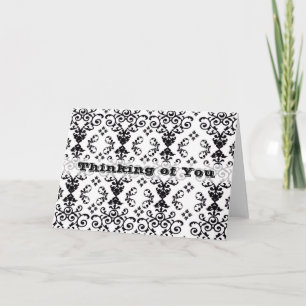 Elegant Damask Denking of You Kaart