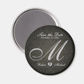 Elegant Damask Diamond Monogram Sla de datum op Magneet (Voorkant / Achterkant)