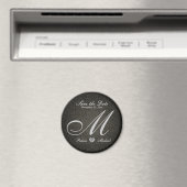 Elegant Damask Diamond Monogram Sla de datum op Magneet (Insitu (Vaatwasser))