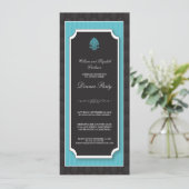 Elegant Damask Dinner Party Invitation (aqua) Kaart (Staand voorkant)