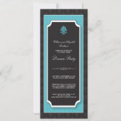 Elegant Damask Dinner Party Invitation (aqua) Kaart (Voorkant)