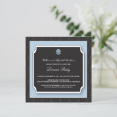 Elegant Damask Dinner Party Invitation (blauw) Kaart (Staand voorkant)