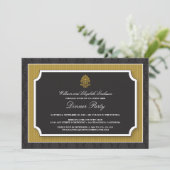 Elegant Damask Dinner Party Invitation (goud) Kaart (Staand voorkant)