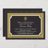 Elegant Damask Dinner Party Invitation (goud) Kaart (Voorkant / Achterkant)