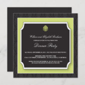 Elegant Damask Dinner Party Invitation (limoen) Kaart (Voorkant / Achterkant)