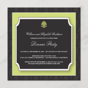 Elegant Damask Dinner Party Invitation (limoen) Kaart