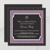 Elegant Damask Dinner Party Invitation (paars) Kaart (Voorkant / Achterkant)