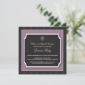 Elegant Damask Dinner Party Invitation (paars) Kaart (Staand voorkant)