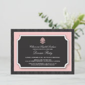 Elegant Damask Dinner Party Invitation (roze) Kaart (Staand voorkant)