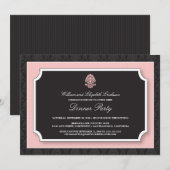 Elegant Damask Dinner Party Invitation (roze) Kaart (Voorkant / Achterkant)