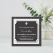Elegant Damask Dinner Party Invitation (wit) Kaart (Staand voorkant)
