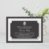 Elegant Damask Dinner Party Invitation (wit) Kaart (Staand voorkant)