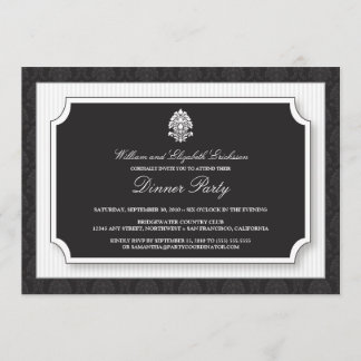 Elegant Damask Dinner Party Invitation (wit) Kaart