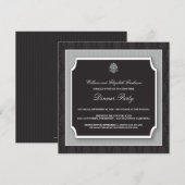 Elegant Damask Dinner Party Invitation (zilver) Kaart (Voorkant / Achterkant)
