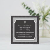 Elegant Damask Dinner Party Invitation (zilver) Kaart (Staand voorkant)