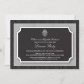 Elegant Damask Dinner Party Invitation (zilver) Kaart (Voorkant)