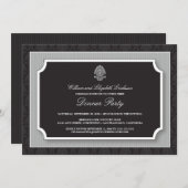 Elegant Damask Dinner Party Invitation (zilver) Kaart (Voorkant / Achterkant)