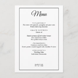 Elegant Damask Eenvoudig Minimaal Bruiloft Menu