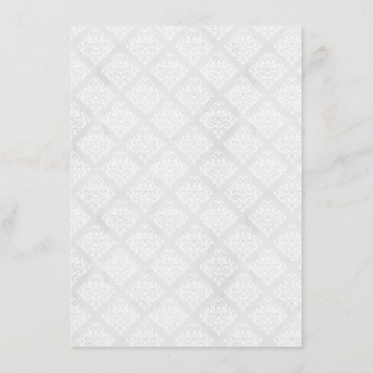 Elegant Damask Eenvoudig Minimaal Bruiloft Menu (Achterkant)