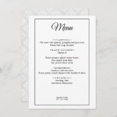 Elegant Damask Eenvoudig Minimaal Bruiloft Menu (Voorkant / Achterkant)