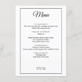 Elegant Damask Eenvoudig Minimaal Bruiloft Menu