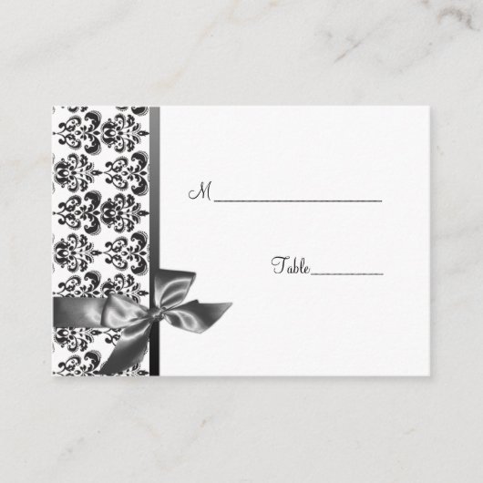 Elegant Damask en Bow Table Place Card Plaatskaartje (Voorkant)