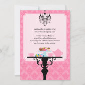 Elegant Damask en Chandelier Pink Aqua Tea Party Kaart (Achterkant)