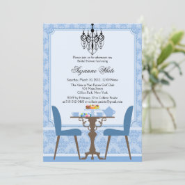 Elegant Damask en Chandelier Tea Party Invitation Kaart