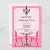 Elegant Damask en Chandelier Tea Party Kaart (Voorkant)