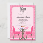 Elegant Damask en Chandelier Tea Party Kaart (Voorkant)