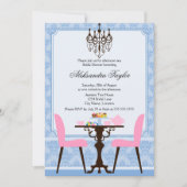 Elegant Damask en Chandelier Tea Party Kaart (Voorkant)