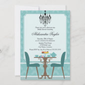 Elegant Damask en Chandelier Tea Party Kaart (Voorkant)