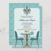 Elegant Damask en Chandelier Tea Party Kaart (Voorkant / Achterkant)